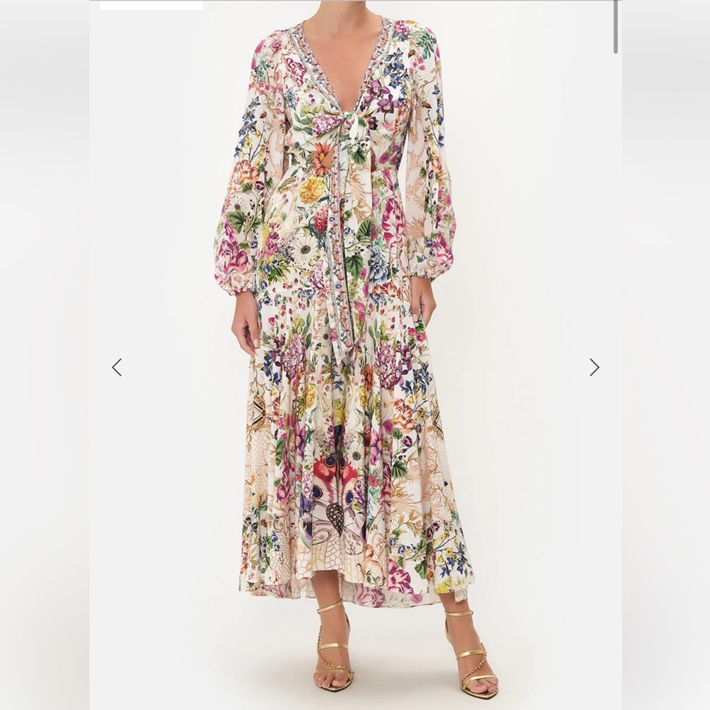 Camilla Wrap Tie Dress With Blouson Sleeve- Queens Bee Hive